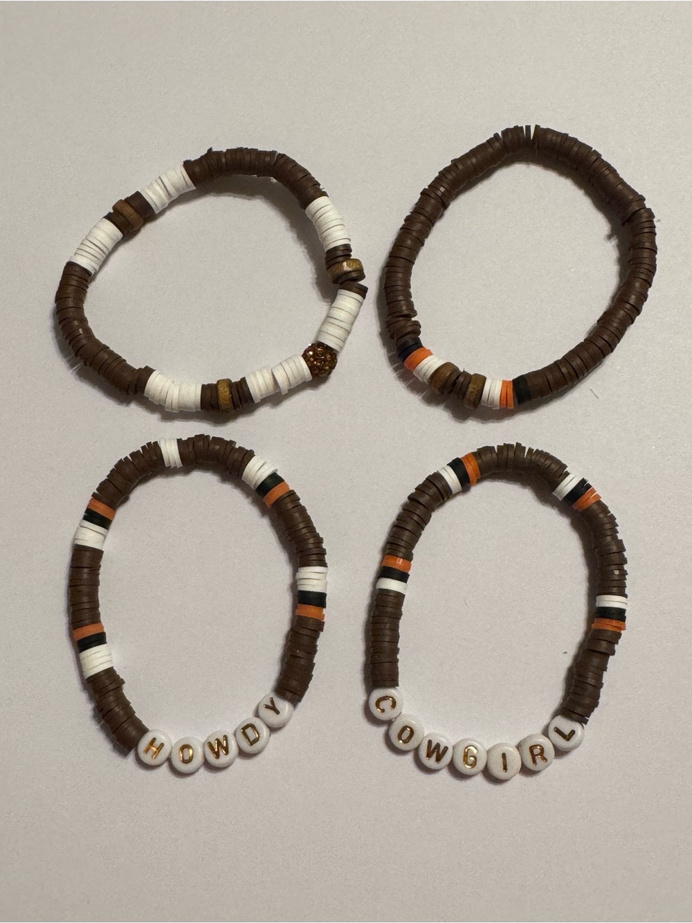 Set of 4 Country Western Beaded Stretch Bracelets
